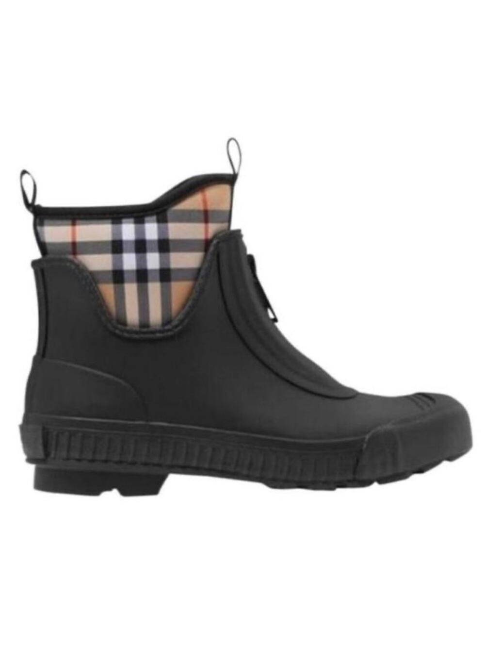 BURBERRY Check Canvas Trimmed Rubber Rain Boots